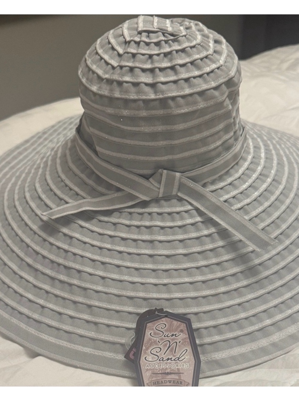 Sun and Sand Gray and white Wide Brim Sun Hat